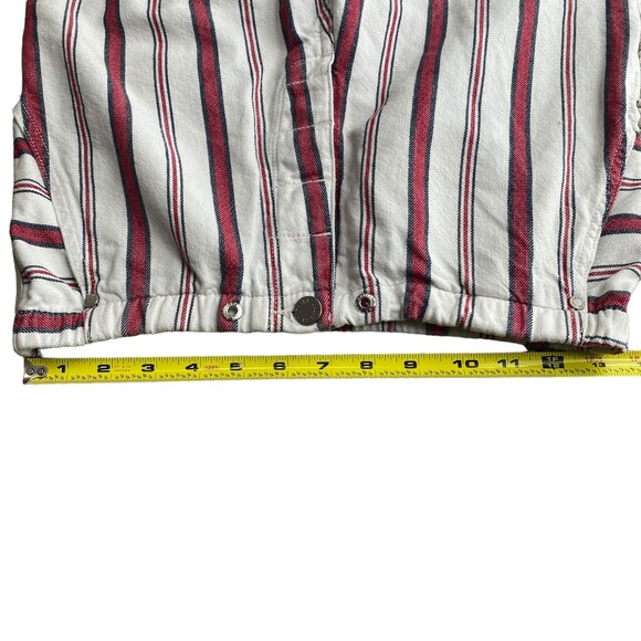 Zadig & Voltaire Womens M Red Pinstripe Ankle Trouser Button Fly Coastal Cowgirl - Picture 14 of 14